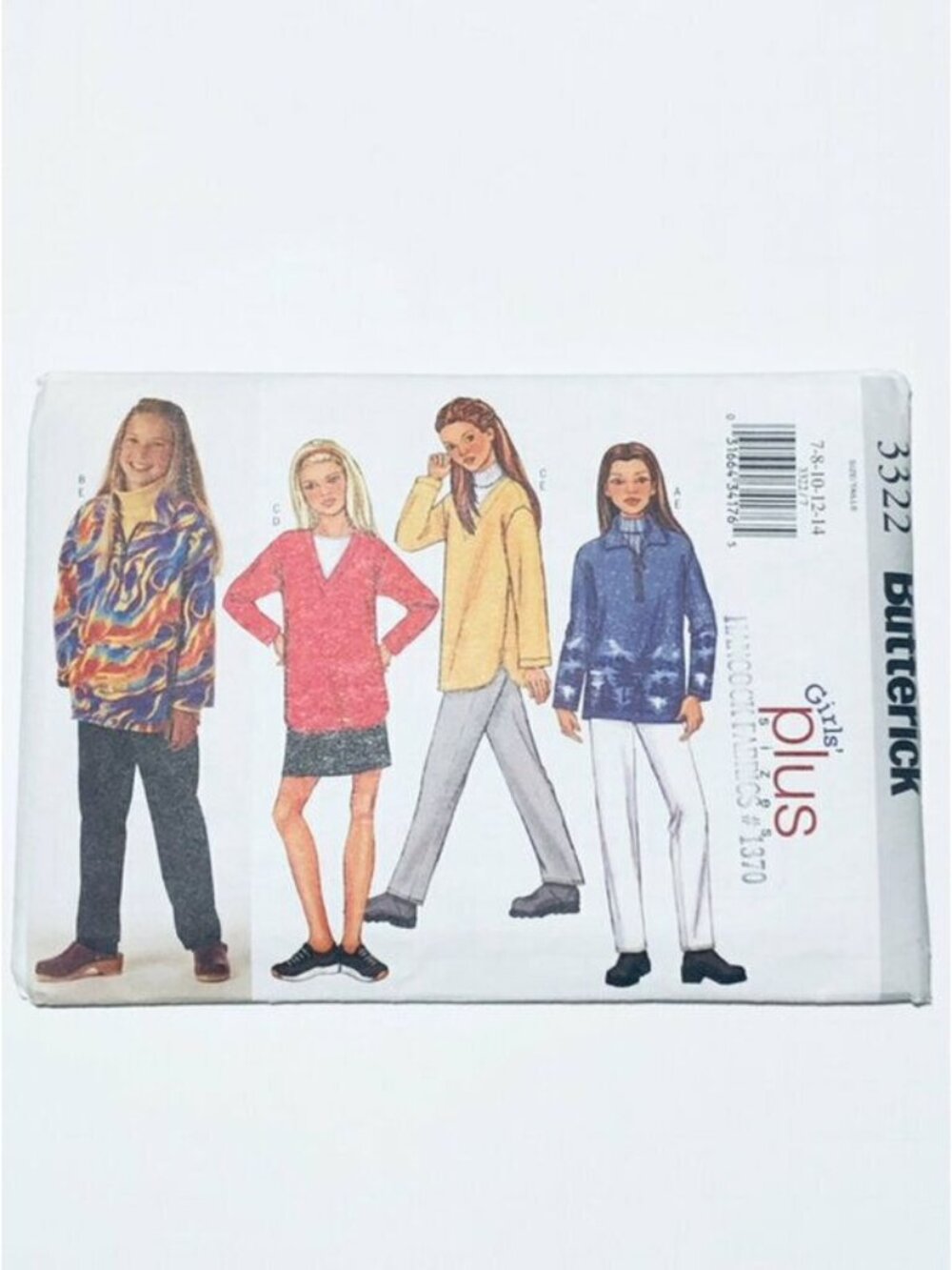 Vintage Butterick Sewing Pattern 3322 Girls Plus Top Skirt Pants Size 7-14 Uncut